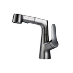 Modern Sink Faucet Copper Single Handle Low Arc Pull-Out Sink Faucet