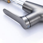 Modern Sink Faucet Copper Single Handle Low Arc Pull-Out Sink Faucet