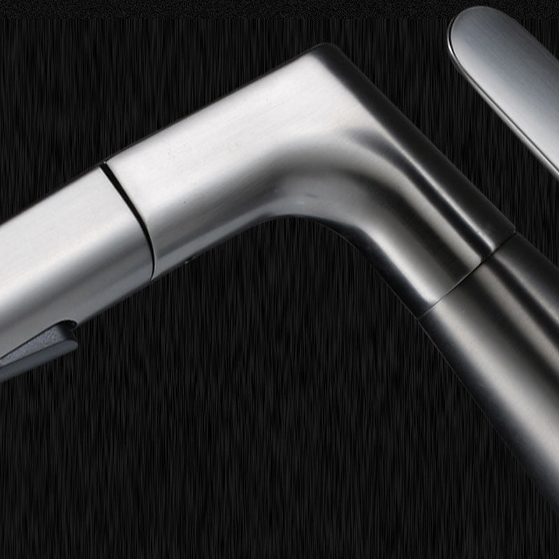 Modern Sink Faucet Copper Single Handle Low Arc Pull-Out Sink Faucet