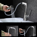 Modern Sink Faucet Copper Single Handle Low Arc Pull-Out Sink Faucet