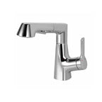 Modern Sink Faucet Copper Single Handle Low Arc Pull-Out Sink Faucet