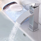 Cubic Chrome Bathroom Faucet Low Arc Single Lever Basin Faucet