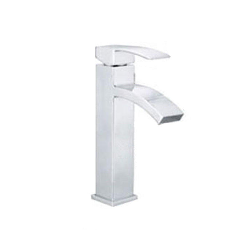 Cubic Chrome Bathroom Faucet Low Arc Single Lever Basin Faucet