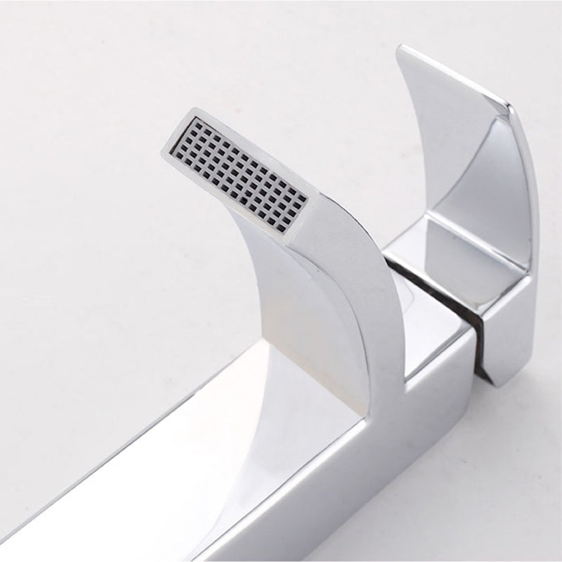 Cubic Chrome Bathroom Faucet Low Arc Single Lever Basin Faucet