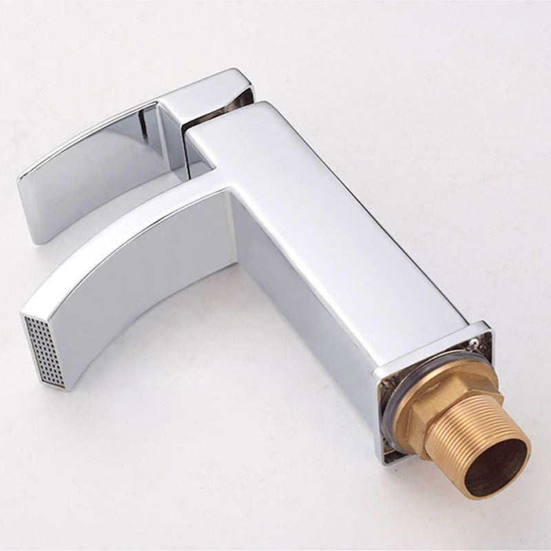 Cubic Chrome Bathroom Faucet Low Arc Single Lever Basin Faucet
