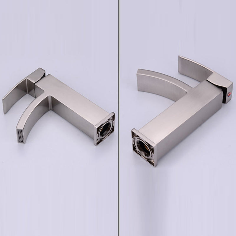 Cubic Chrome Bathroom Faucet Low Arc Single Lever Basin Faucet