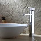 Cubic Chrome Bathroom Faucet Low Arc Single Lever Basin Faucet