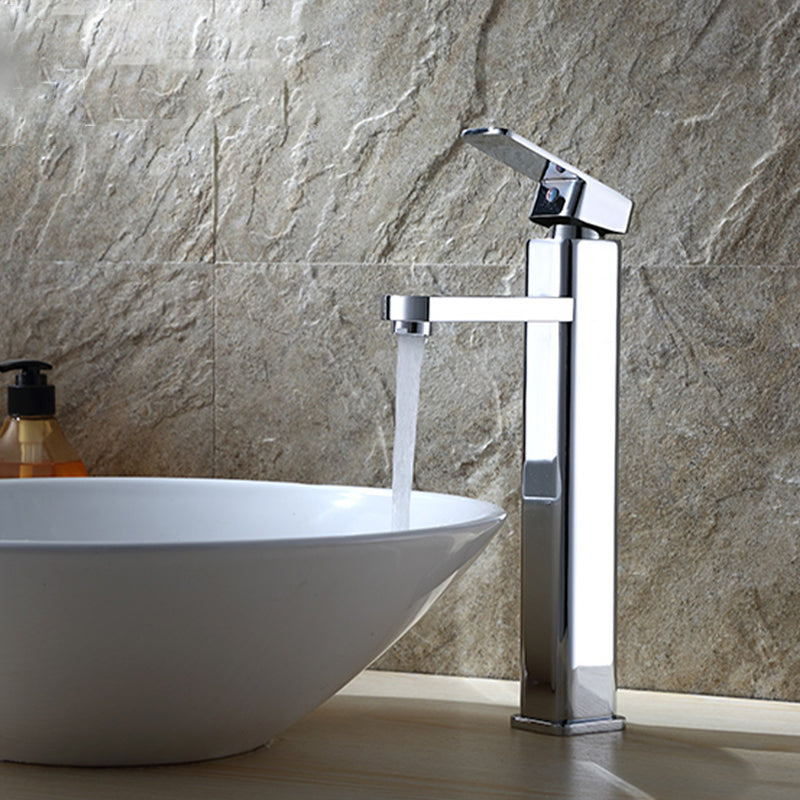 Cubic Chrome Bathroom Faucet Low Arc Single Lever Basin Faucet