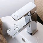 Cubic Chrome Bathroom Faucet Low Arc Single Lever Basin Faucet