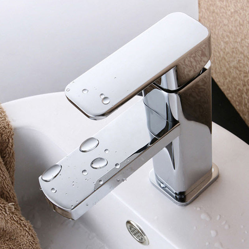 Cubic Chrome Bathroom Faucet Low Arc Single Lever Basin Faucet
