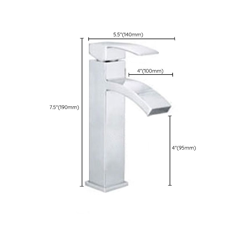 Cubic Chrome Bathroom Faucet Low Arc Single Lever Basin Faucet