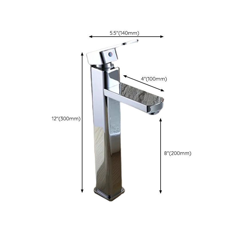 Cubic Chrome Bathroom Faucet Low Arc Single Lever Basin Faucet