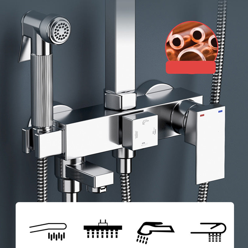 Wall-mounted Rectangular Shower System Stain-resistant Copper Modern Shower System