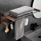 Wood & Aluminum Bathroom Set Brown Bathroom Accessory Set