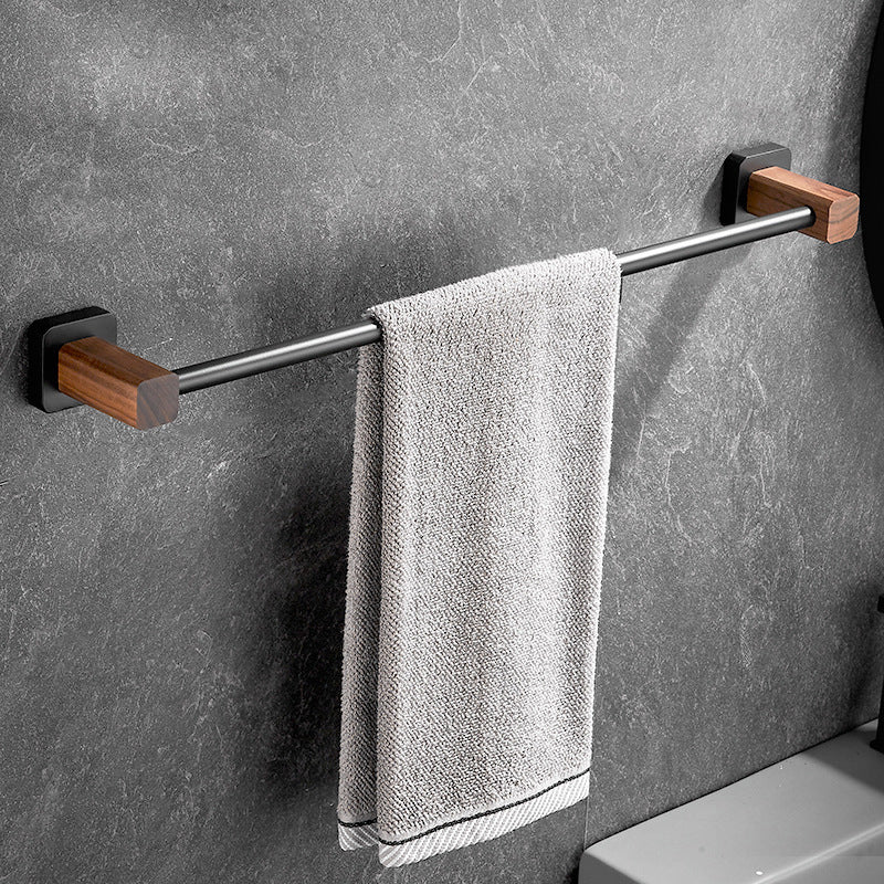 Wood & Aluminum Bathroom Set Brown Bathroom Accessory Set