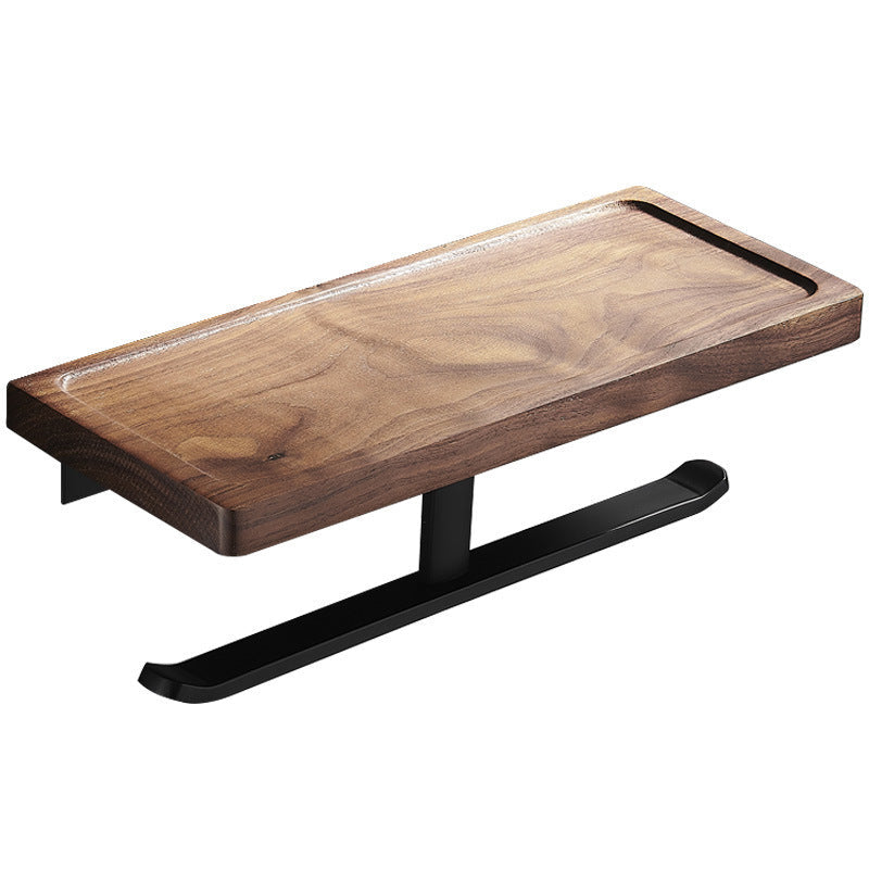 Wood & Aluminum Bathroom Set Brown Bathroom Accessory Set