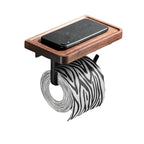 Wood & Aluminum Bathroom Set Brown Bathroom Accessory Set
