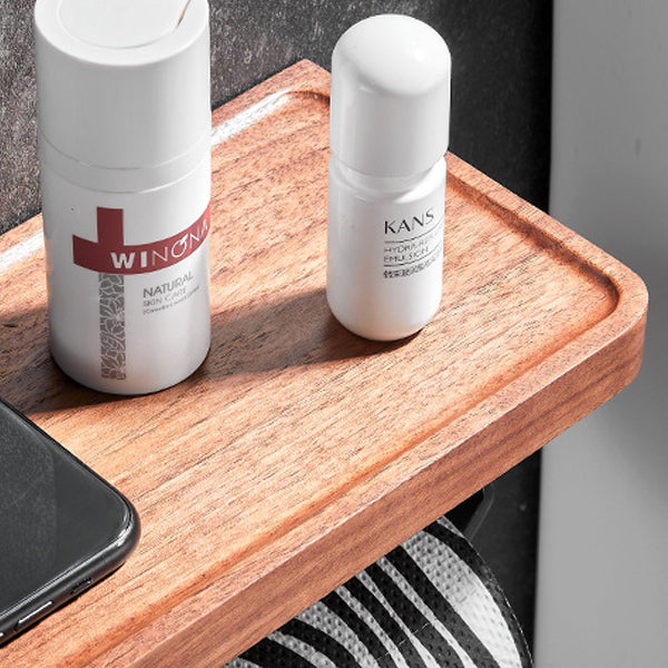Wood & Aluminum Bathroom Set Brown Bathroom Accessory Set