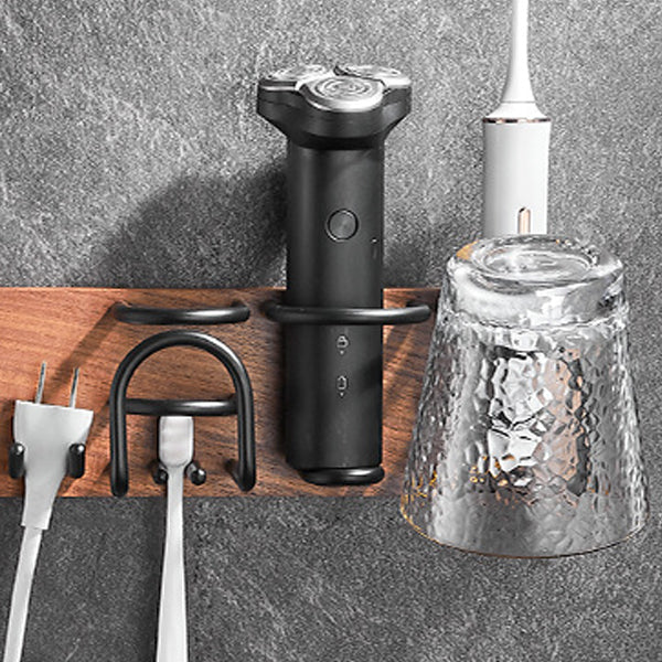 Wood & Aluminum Bathroom Set Brown Bathroom Accessory Set