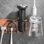 Wood & Aluminum Bathroom Set Brown Bathroom Accessory Set