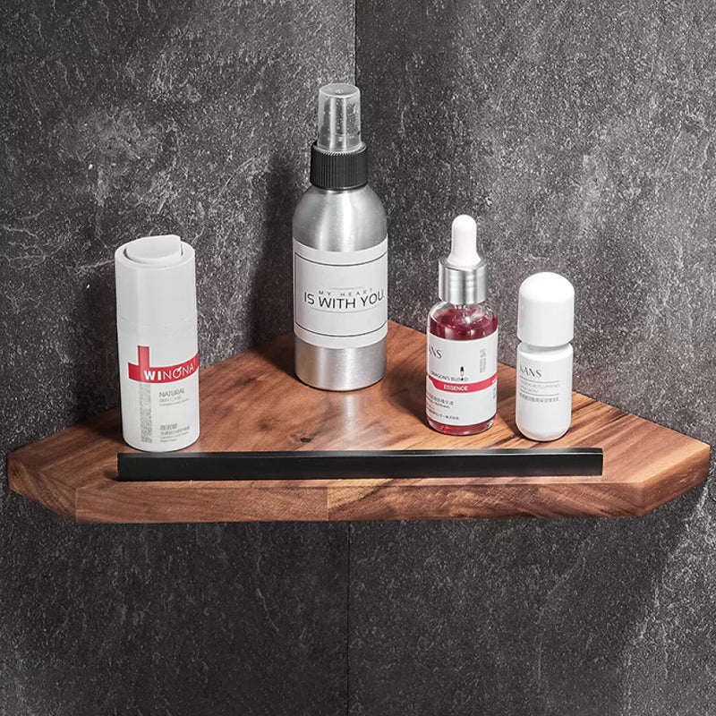 Wood & Aluminum Bathroom Set Brown Bathroom Accessory Set