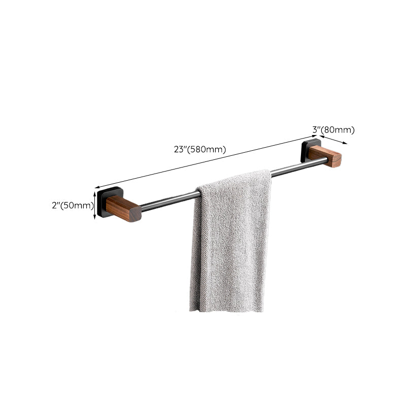 Wood & Aluminum Bathroom Set Brown Bathroom Accessory Set
