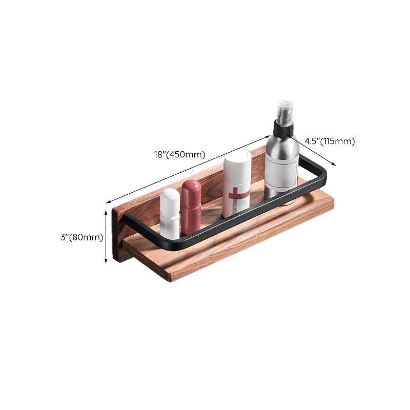 Wood & Aluminum Bathroom Set Brown Bathroom Accessory Set