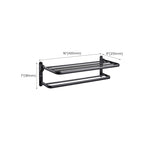Contemporary bathroom accessory set with black finish and bath shelf/towel bar