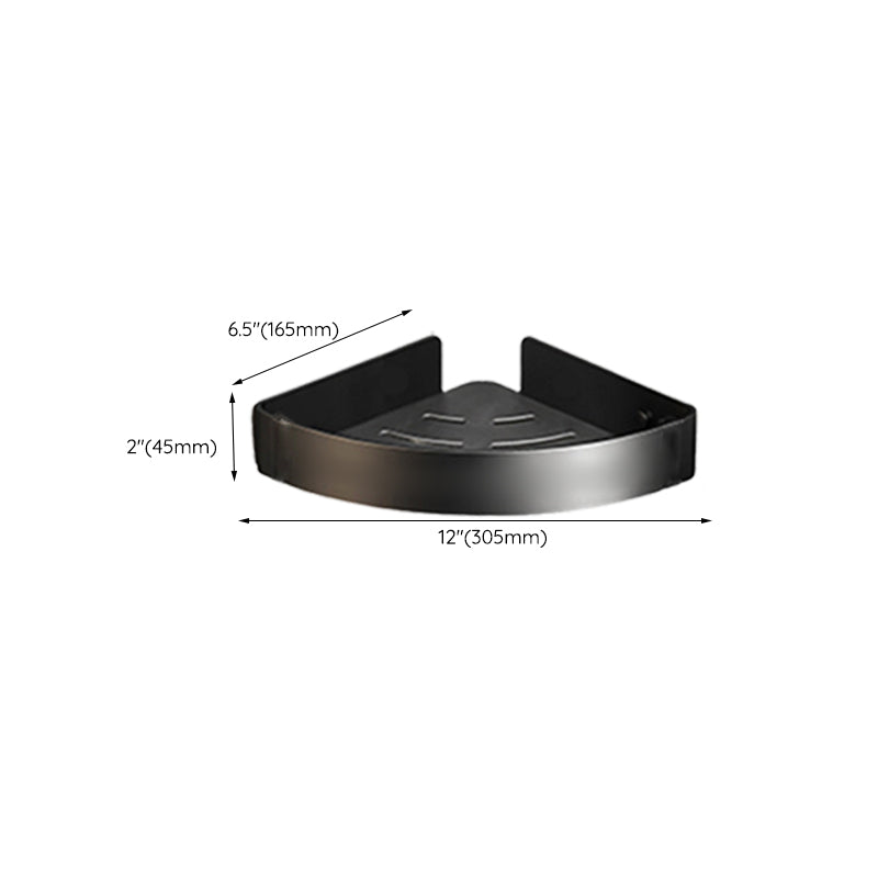 Contemporary bathroom accessory set with black finish and bath shelf/towel bar