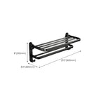 Contemporary bathroom accessory set with black finish and bath shelf/towel bar