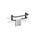 Contemporary bathroom accessory set with black finish and bath shelf/towel bar