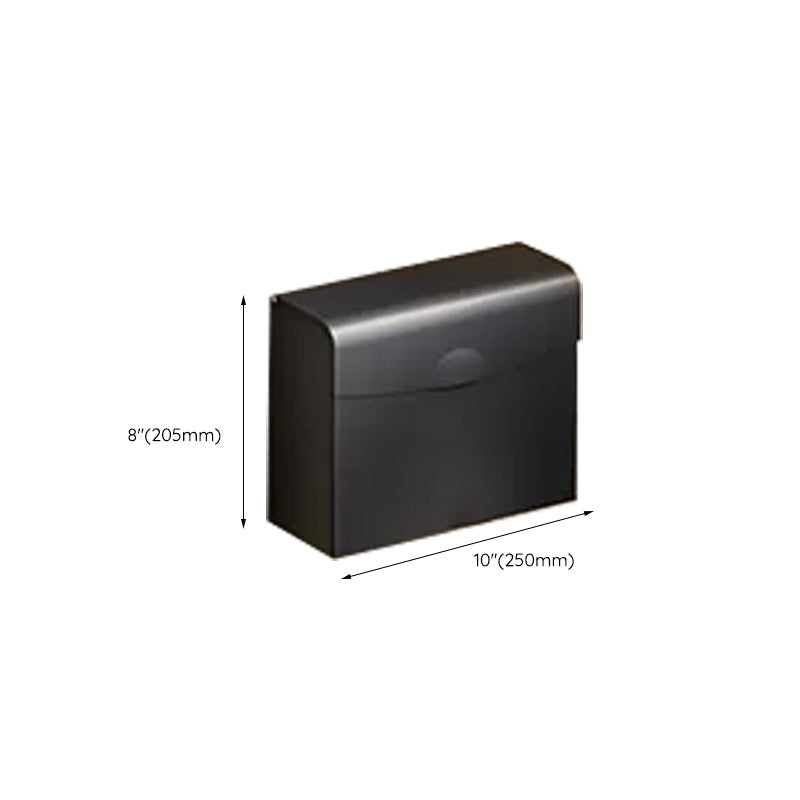 Contemporary bathroom accessory set with black finish and bath shelf/towel bar
