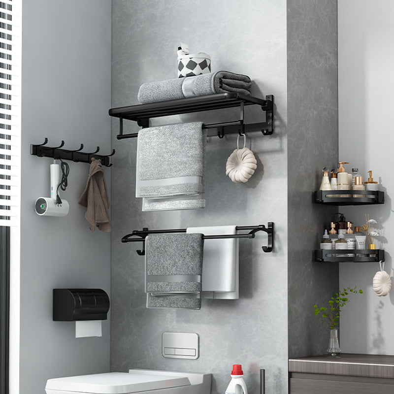Classic Bathroom Accessories Set in Aluminum Black Finish Bathrobe Hook/ Towel Bar