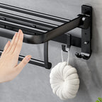 Classic Bathroom Accessories Set in Aluminum Black Finish Bathrobe Hook/ Towel Bar