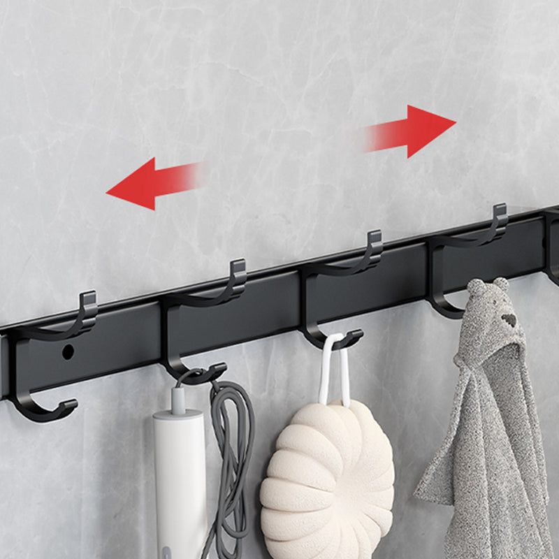 Classic Bathroom Accessories Set in Aluminum Black Finish Bathrobe Hook/ Towel Bar