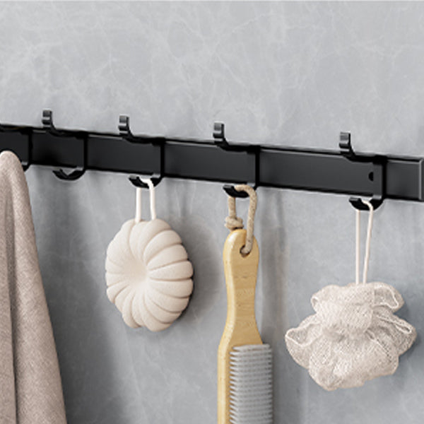 Classic Bathroom Accessories Set in Aluminum Black Finish Bathrobe Hook/ Towel Bar