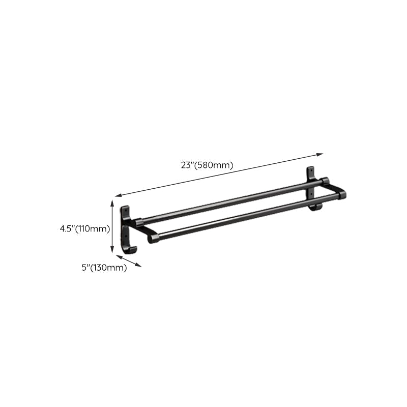 Classic Bathroom Accessories Set in Aluminum Black Finish Bathrobe Hook/ Towel Bar