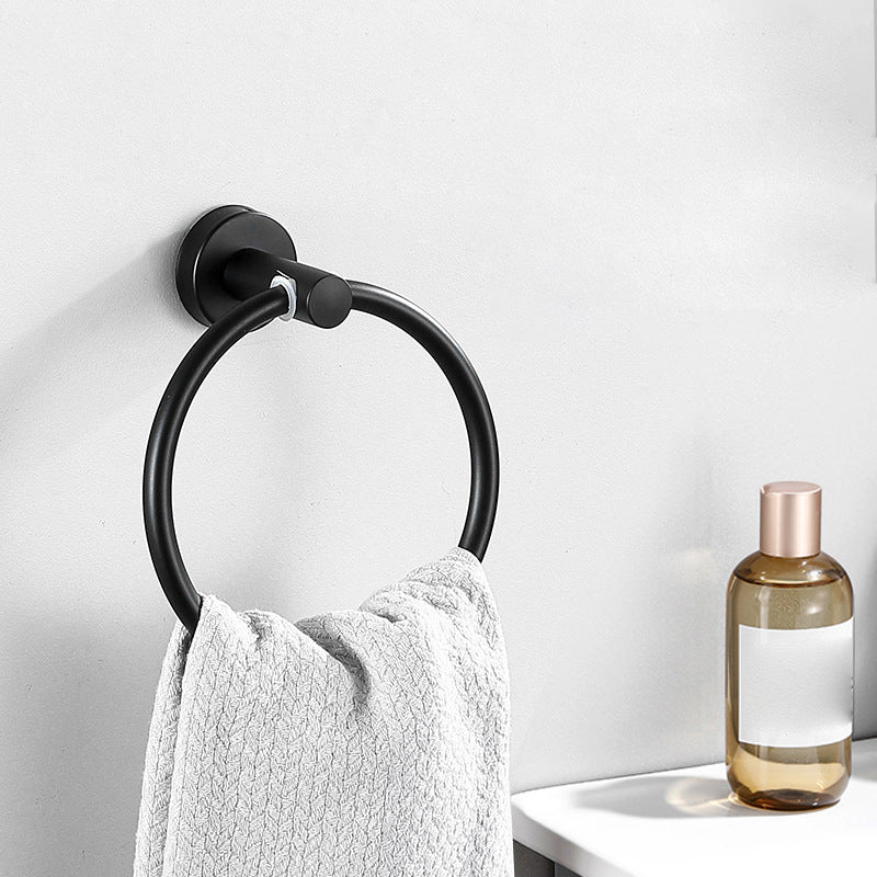 Modern Bathroom Hardware Set in Stainless Steel Brushed Chrome Towel Bar/Ring & Bathrobe Hook