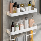 Contemporary Bathroom Accessory Set Metal Bath Shelf in White