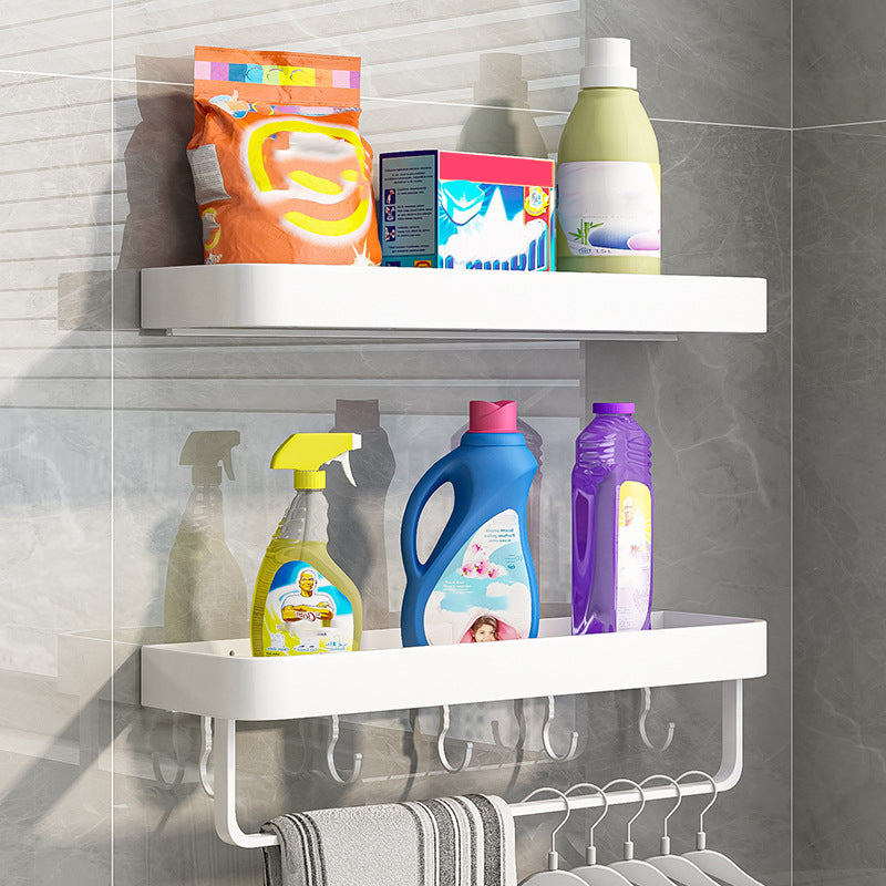 Contemporary Bathroom Accessory Set Metal Bath Shelf in White