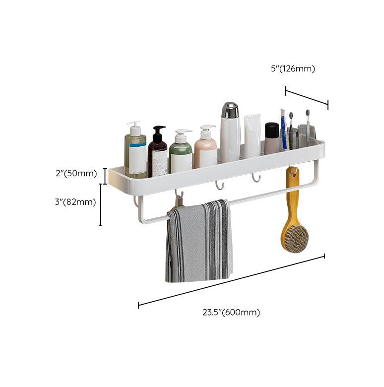 Contemporary Bathroom Accessory Set Metal Bath Shelf in White