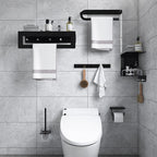 Black 6-piece Bathroom Accessory Set Modern Shower Curtain Rod / Bathrobe Hooks and Towel Bar
