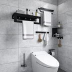 Black 6-piece Bathroom Accessory Set Modern Shower Curtain Rod / Bathrobe Hooks and Towel Bar