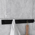 Black 6-piece Bathroom Accessory Set Modern Shower Curtain Rod / Bathrobe Hooks and Towel Bar