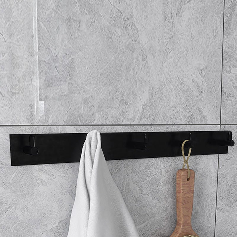 Black 6-piece Bathroom Accessory Set Modern Shower Curtain Rod / Bathrobe Hooks and Towel Bar
