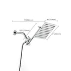 Silver Square Fixed Shower Head Modern Style Wall Mounted Shower Head