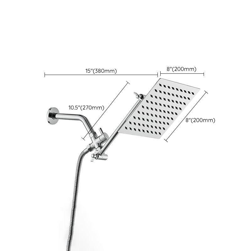 Silver Square Fixed Shower Head Modern Style Wall Mounted Shower Head