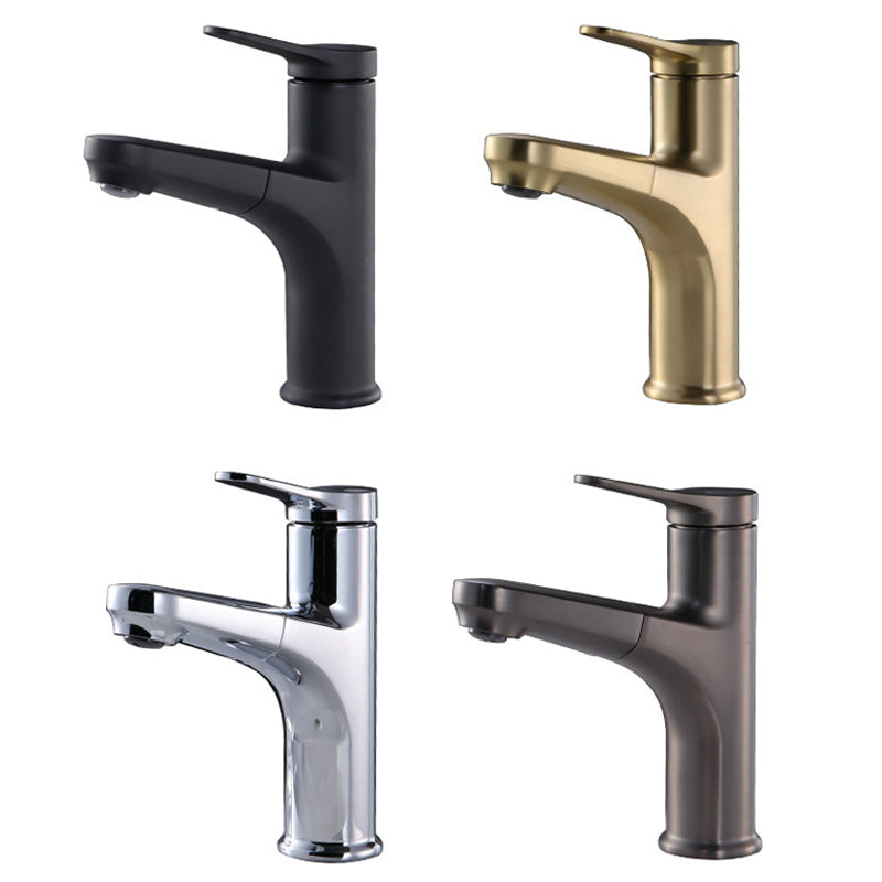 Contemporary Basin Faucet Copper Pure Color Single Lever Retractable Basin Faucet
