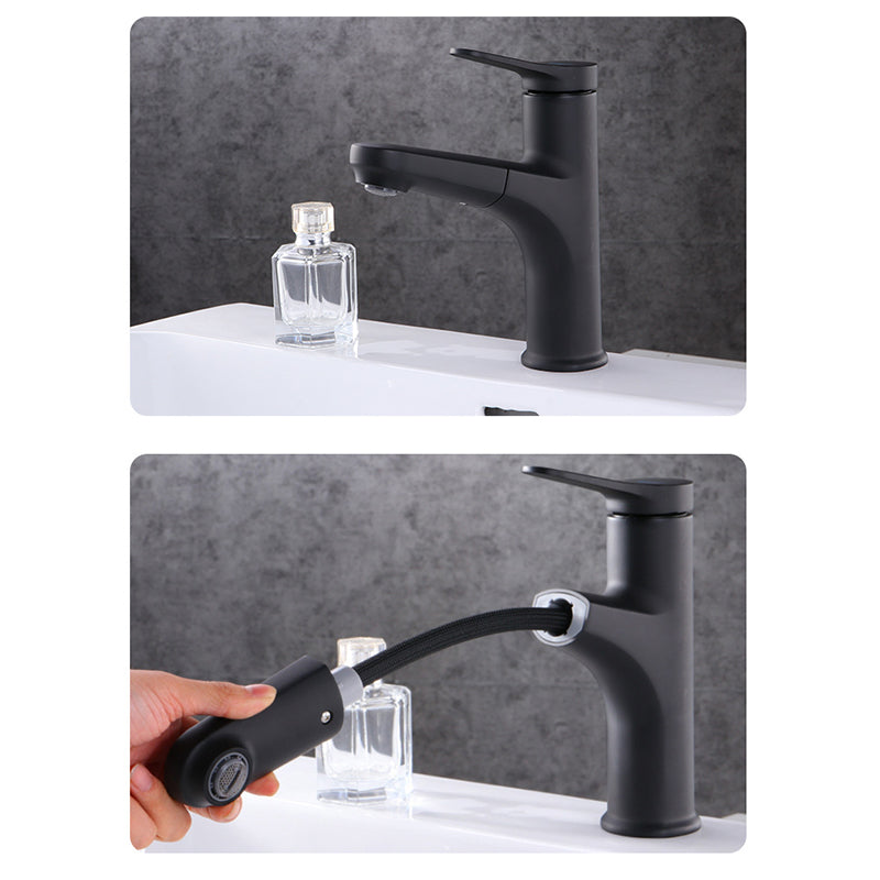 Contemporary Basin Faucet Copper Pure Color Single Lever Retractable Basin Faucet