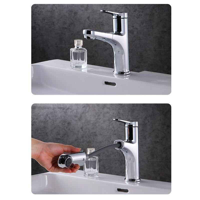 Contemporary Basin Faucet Copper Pure Color Single Lever Retractable Basin Faucet